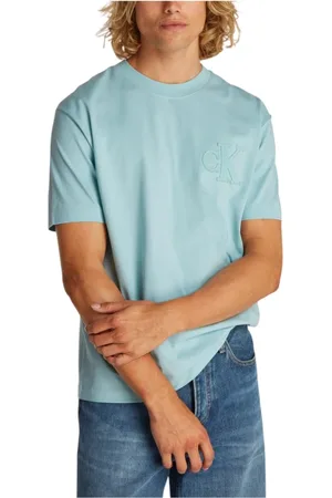 Calvin Klein Top, Herre, Blå, XL, Bomuld, Lysblå Bomuldst-shirt