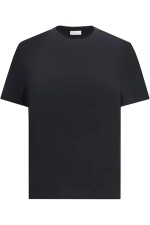 Brunello Cucinelli Top, Dame, Sort, 2XS, Bomuld, Monokrom Juvel Detalje T-Shirt