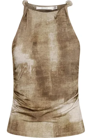 Gestuz Top, Dame, , M, Denim, Slim-fit Cropped Top Silver Sage Denim