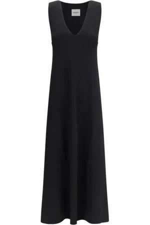 Khaite Kjole, Dame, Sort, M, Elegant Monokrom V-Neck Kjole