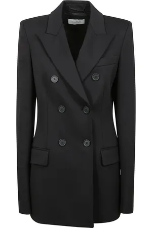 Sportmax Jakke, Dame, Sort, XL, Dobbeltbrystet blazer med brystlomme
