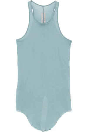 Rick Owens Top, Dame, Blå, M, Bomuld, Rib Tank Top Mundskyl