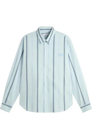 Maison Kitsuné Skjorte, Herre, Blå, M, Bomuld, Heritage Stripe Afslappet Skjorte