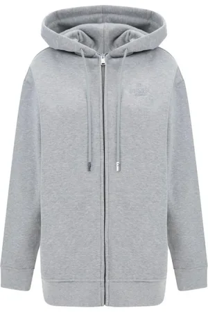 Fendi Sweathshirts & Hoodies, Dame, Grå, S, Bomuld, Zip-Up Hoodie Relaxed Fit