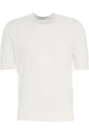 Gender Strik, Herre, Hvid, 2XL, Bomuld, Hvid Strik T-shirt Ribbet Design