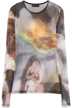 MUGLER Top, Dame, Flerfarvet, S, Sunset Sees Mesh Top