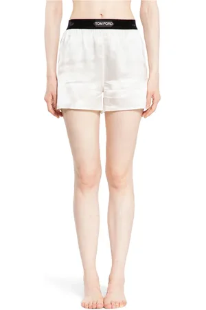 Tom Ford Shorts, Dame, Hvid, S, Satin, Silke Satin Elastisk Talje PJ Shorts