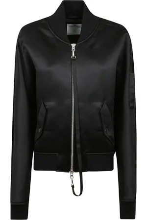 Courrèges Jakke, Dame, Sort, S, Satin, Satin Bomberjakke med Logo