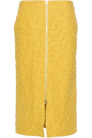 Jil Sander Nederdel, Dame, Gul, XS, Uld, Stilfuld og trendy gul midi nederdel