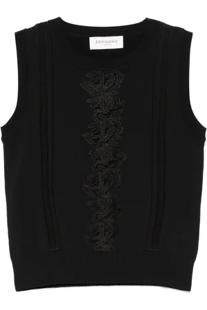 ERMANNO SCERVINO Top, Dame, Sort, M, Elegant Blonde Detalje Top