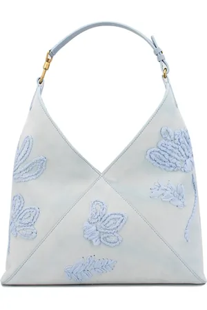 ERMANNO SCERVINO Taske, Dame, Blå, ONE SIZE, Læder, Blomst Broderet Ruskind Taske