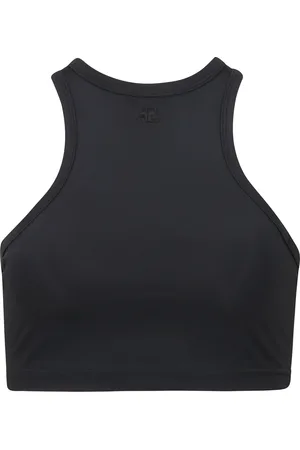 Courrèges Top, Dame, Sort, M, Olympisk Hals Crop Top