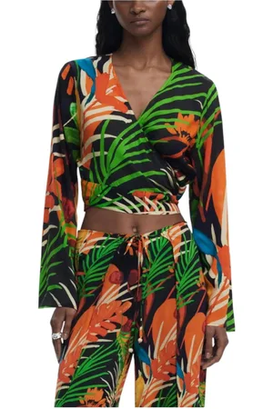 Desigual Top, Dame, Flerfarvet, S, Blonderet mønstret V-hals top