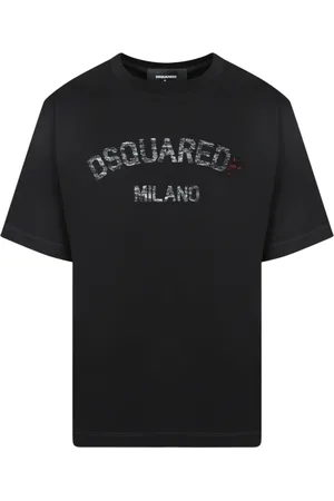 Dsquared2 Top, Herre, Sort, XS, Bomuld, Sort T-shirt med skinnende logo