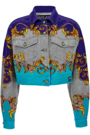 VERSACE Jakke, Dame, Flerfarvet, XS, Denim, Vestligt inspireret Barok Denimjakke