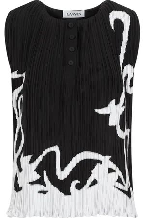 Lanvin Top, Dame, Sort, S, Polyester, Sort Ærmeløs Plisseret Top