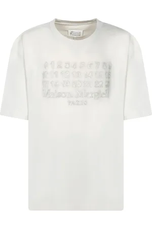 Maison Margiela Top, Herre, Hvid, XL, Bomuld, Hvid Crew Neck T-shirt med numerisk print