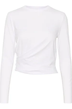INWEAR Top, Dame, Hvid, XL, Bomuld, Draperet Langærmet Top