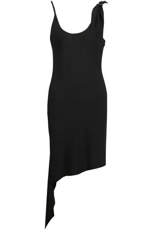 Courrèges Kjole, Dame, Sort, M, Uld, Asymmetrisk design kjole med foulard detalje