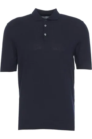 Gender Top, Herre, Blå, M, Uld, Blå Silkeblandet Polo Skjorte
