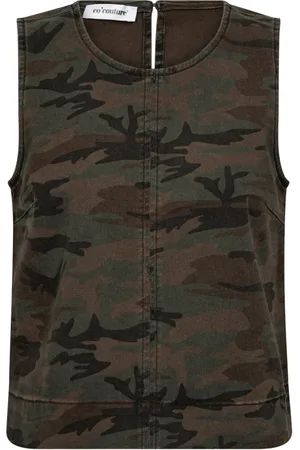 Co`Couture Top, Dame, Grøn, L, Denim, Camouflage Denim Top