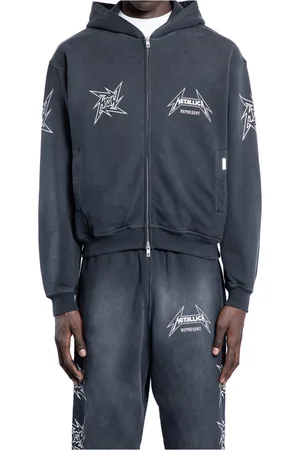 Represent Sweathshirts & Hoodies, Herre, Sort, XL, Bomuld, Sort Vasket Lynlås Hoodie