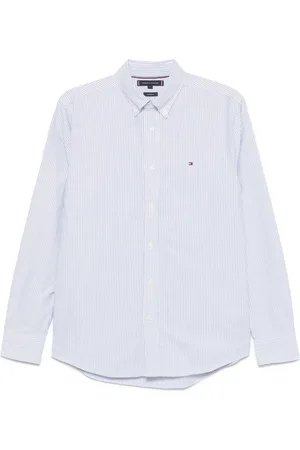 Tommy Hilfiger Skjorte, Herre, Blå, L, Bomuld, Regular Fit Stribet Oxford Skjorte