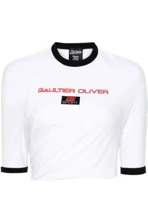 Jean Paul Gaultier Top, Dame, Hvid, S, Hvid Twisted Ringer Tee