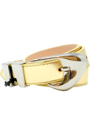 By Far Tilbehør, Dame, Gul, L, Uld, Guld Metallic Læderbælte Tilbehør