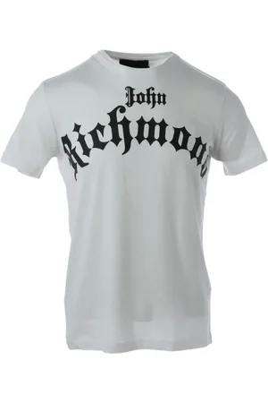 John Richmond Top, Herre, Hvid, 2XL, Bomuld, Hvidt T-shirt med tryk og korte ærmer