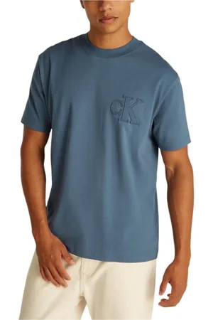 Calvin Klein Top, Herre, Blå, XL, Bomuld, Lysblå Bomuldst-shirt