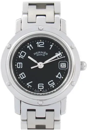 Hermès Pre-owned, Dame, Sort, ONE SIZE, Tyl, Pre-owned Rustfrit stal watches