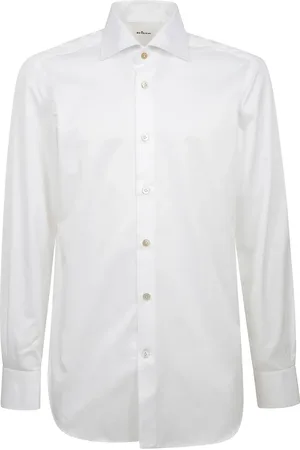 Kiton Skjorte, Herre, Hvid, M, Bomuld, Regular Fit Fransk Krave Skjorte