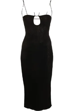 Roberto Cavalli Kjole, Dame, Sort, S, Ribbet Kjole med Knude Detalje