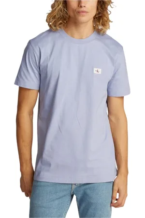Calvin Klein Top, Herre, Blå, XL, Bomuld, Lilla Bomuld T-Shirt til Mænd