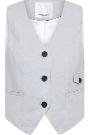 Co`Couture Jakke, Dame, Blå, XS, Uld, Lisacc Linen Tailor Vest Blazer