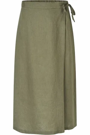 Masai Nederdel, Dame, Grøn, XL, Linned, Grøn Linned Wrap Nederdel Klassisk Stil