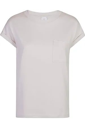 ELEVENTY Top, Dame, , M, Bomuld, Bomuld Jersey Crewneck Tee med Kontrastlomme