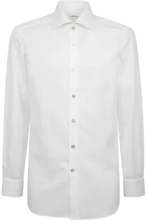 Kiton Skjorte, Herre, Hvid, 3XL, Bomuld, Regular Fit Fransk Krave Skjorte