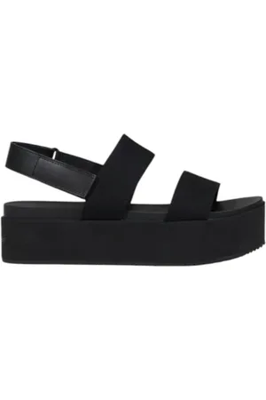 Calvin Klein Sko, Dame, Sort, 37 EU, Bomuld, Sorte bomuldssandaler med sløjfedetalje