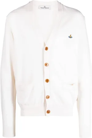 Vivienne Westwood Strik, Herre, Hvid, XL, Creme Cardigan til Mænd
