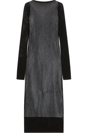 Sportmax Kjole, Dame, Sort, S, Uld, Sort Langærmet Kjole Italien