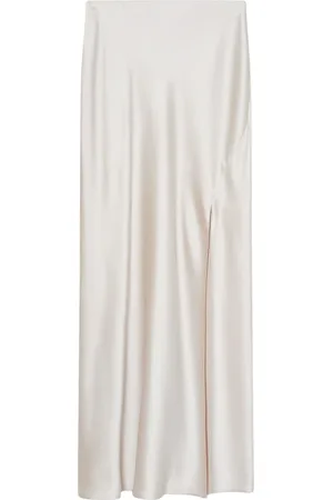 Patrizia Pepe Nederdel, Dame, , S, Satin, Blank flydende satin split nederdel