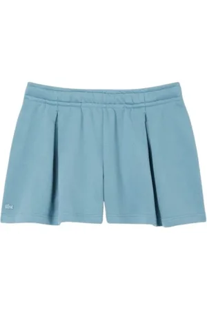 Lacoste Shorts, Dame, Blå, S, Bomuld, Broderet Krokodille Midi Bomuldsshorts