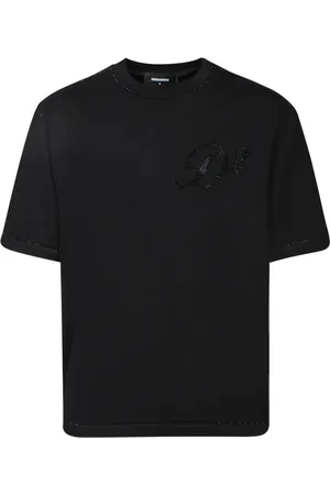 Dsquared2 Top, Herre, Sort, S, Bomuld, Sort Paillet Logo Crew Neck T-Shirt