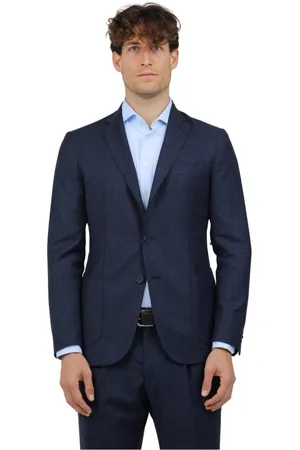 Biagio Santaniello Jakke, Herre, Blå, M, Uld, Stretch uld mikro check kjole
