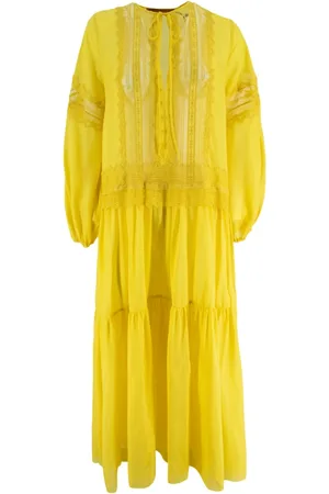 ERMANNO SCERVINO Kjole, Dame, Grøn, XS, Bomuld, Elegant Lang Kjole med Blonder