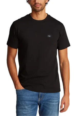 Calvin Klein Top, Herre, Sort, M, Bomuld, Sort bomuldst-shirt med rund hals