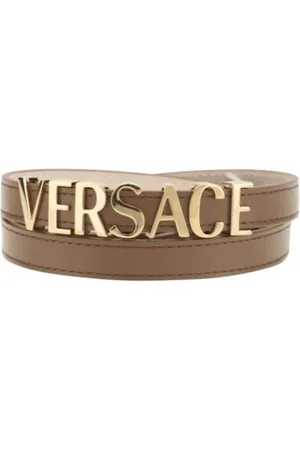VERSACE Tilbehør, Dame, Brun, 85 CM, Læder, Logo Spænde Læderbælte