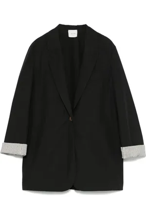 ALYSI Jakke, Dame, Sort, M, Stribet Poplin Blazer